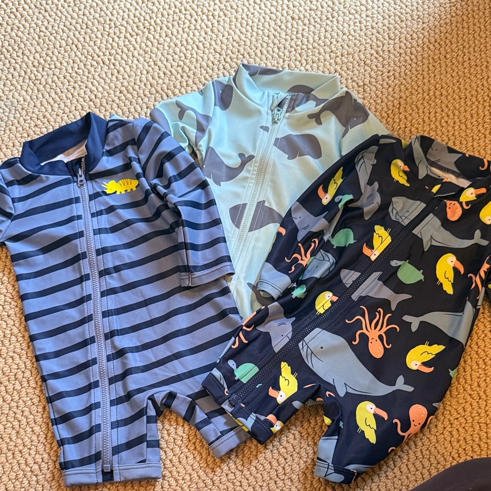 Baby Swimwear Set - Blue, Green, and Black